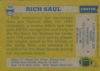 1982 Topps #383 Rich Saul Back