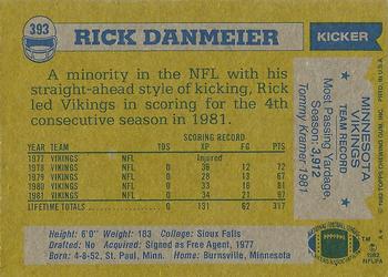 1982 Topps #393 Rick Danmeier Back