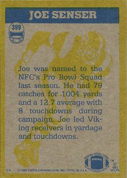 1982 Topps #399 Joe Senser Back