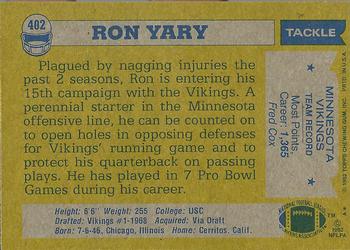 1982 Topps #402 Ron Yary Back
