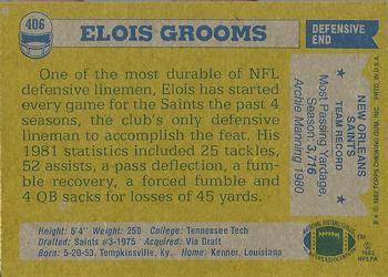 1982 Topps #406 Elois Grooms Back