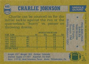 1982 Topps #448 Charlie Johnson Back