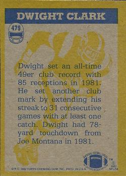 1982 Topps #479 Dwight Clark Back