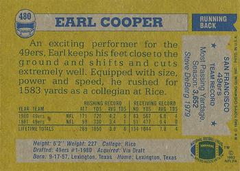 1982 Topps #480 Earl Cooper Back