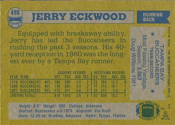 1982 Topps #498 Jerry Eckwood Back