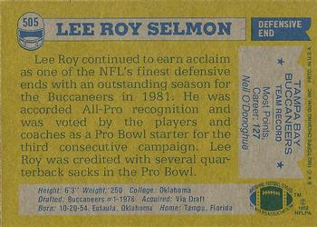 1982 Topps #505 Lee Roy Selmon Back
