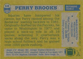 1982 Topps #510 Perry Brooks Back