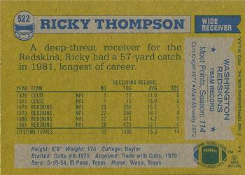 1982 Topps #522 Ricky Thompson Back