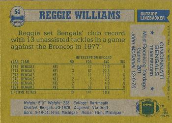 1982 Topps #54 Reggie Williams Back