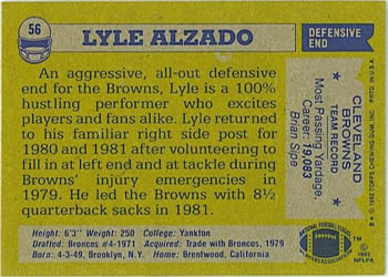 1982 Topps #56 Lyle Alzado Back