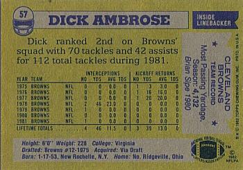 1982 Topps #57 Dick Ambrose Back