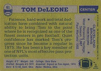 1982 Topps #61 Tom DeLeone Back