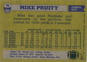 1982 Topps #70 Mike Pruitt Back