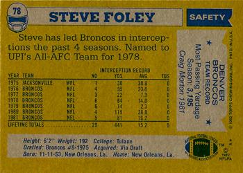 1982 Topps #78 Steve Foley Back