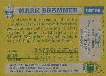 1982 Topps #22 Mark Brammer Back