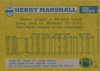 1982 Topps #122 Henry Marshall Back