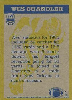 1982 Topps #229 Wes Chandler Back