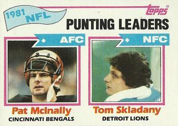 1982 Topps #262 1981 NFL Punting Leaders (Pat McInally / Tom Skladany) Front