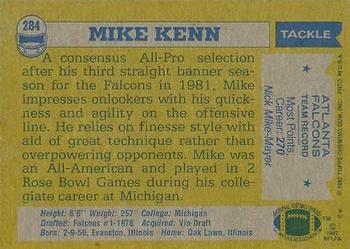 1982 Topps #284 Mike Kenn Back