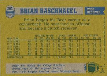 1982 Topps #293 Brian Baschnagel Back