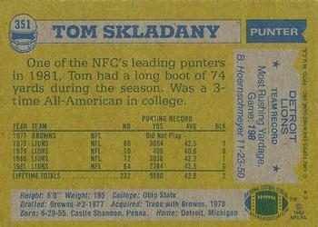 1982 Topps #351 Tom Skladany Back