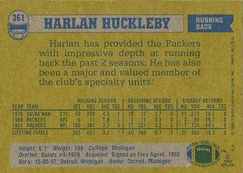 1982 Topps #361 Harlan Huckleby Back