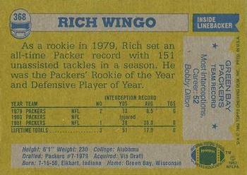 1982 Topps #368 Rich Wingo Back