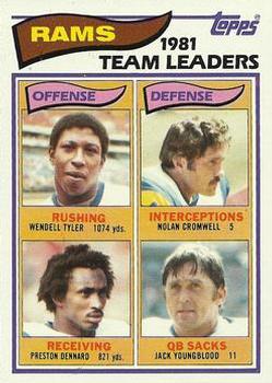 1982 Topps #369 Wendell Tyler / Nolan Cromwell / Preston Dennard / Jack Youngblood Front