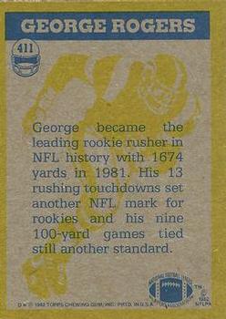 1982 Topps #411 George Rogers Back