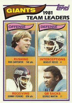 1982 Topps #415 Rob Carpenter / Beasley Reece / Johnny Perkins / George Martin Front