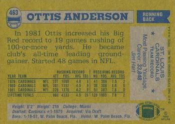 1982 Topps #463 Ottis Anderson Back