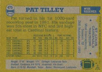 1982 Topps #475 Pat Tilley Back