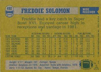 1982 Topps #492 Freddie Solomon Back
