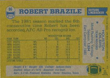 1982 Topps #96 Robert Brazile Back