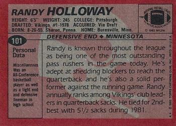 1983 Topps #101 Randy Holloway Back