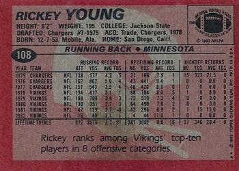 1983 Topps #108 Rickey Young Back