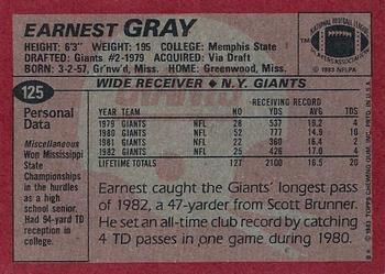 1983 Topps #125 Earnest Gray Back