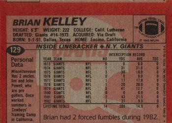1983 Topps #129 Brian Kelley Back