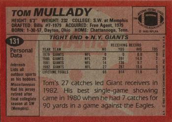 1983 Topps #131 Tom Mullady Back
