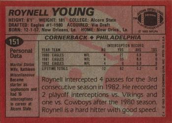 1983 Topps #151 Roynell Young Back