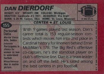 1983 Topps #155 Dan Dierdorf Back