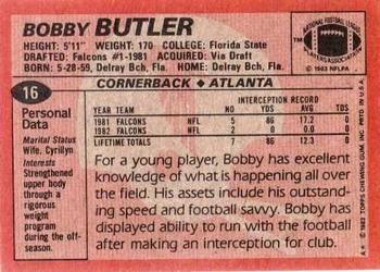 1983 Topps #16 Bobby Butler Back