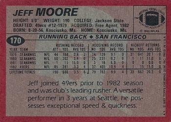 1983 Topps #170 Jeff Moore Back