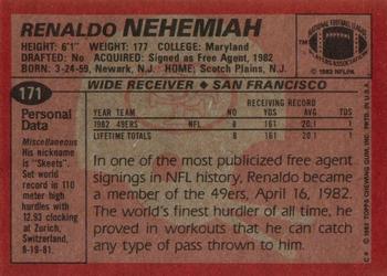 1983 Topps #171 Renaldo Nehemiah Back