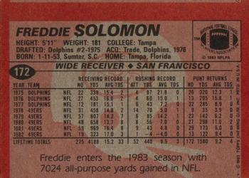 1983 Topps #172 Freddie Solomon Back