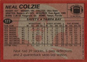 1983 Topps #177 Neal Colzie Back