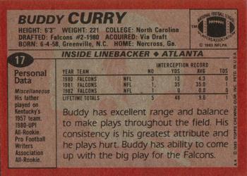 1983 Topps #17 Buddy Curry Back