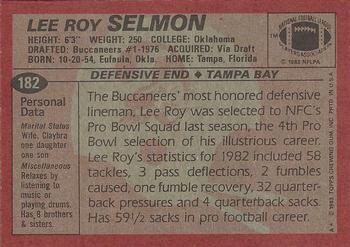 1983 Topps #182 Lee Roy Selmon Back