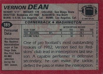 1983 Topps #189 Vernon Dean Back