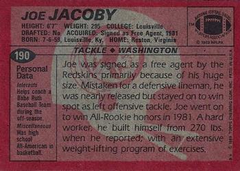 1983 Topps #190 Joe Jacoby Back